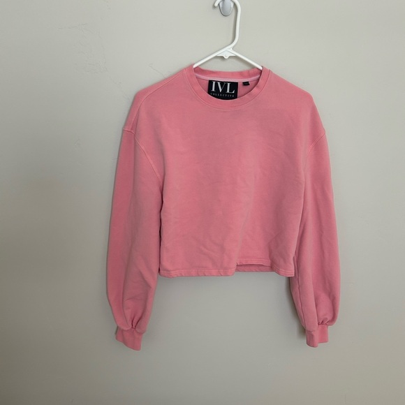 Women’s IVL COLLECTIVE Pink Cropped Sweater, Long Puff Sleeve, Size 6 - Picture 1 of 4